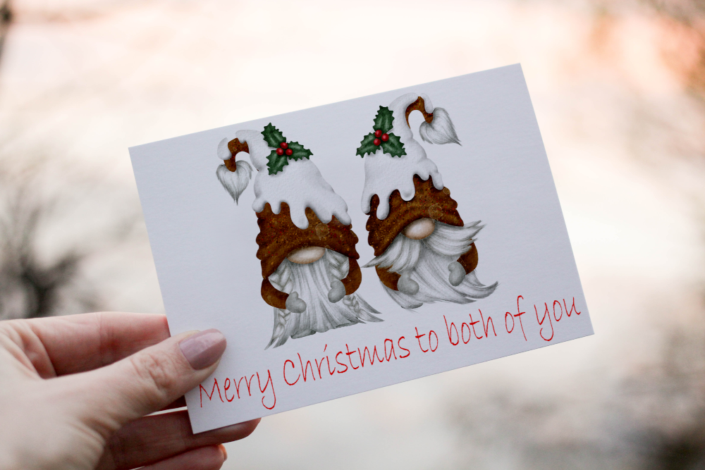 Merry Christmas To Both Of You Gnome Christmas Card, Friend Card - Click Image to Close